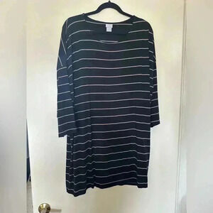 Chico’s Black 3/4 Sleeve Striped Top